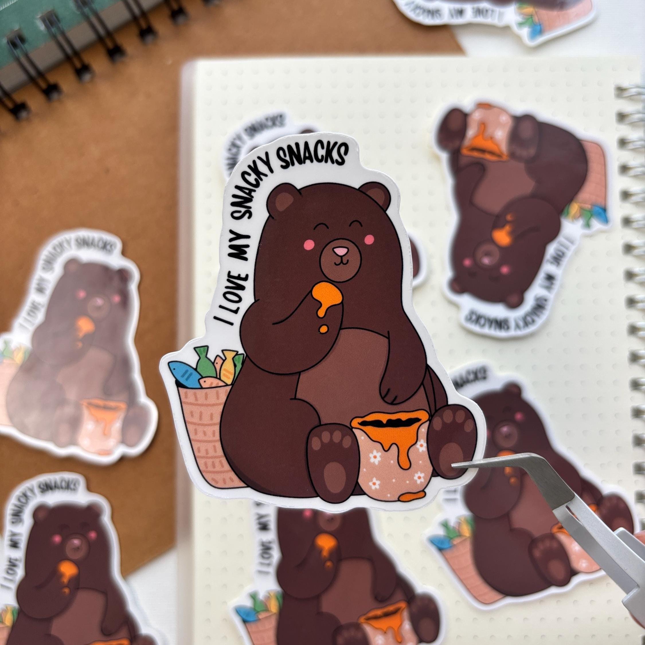 Snacky Snacks Bear Vinyl Sticker