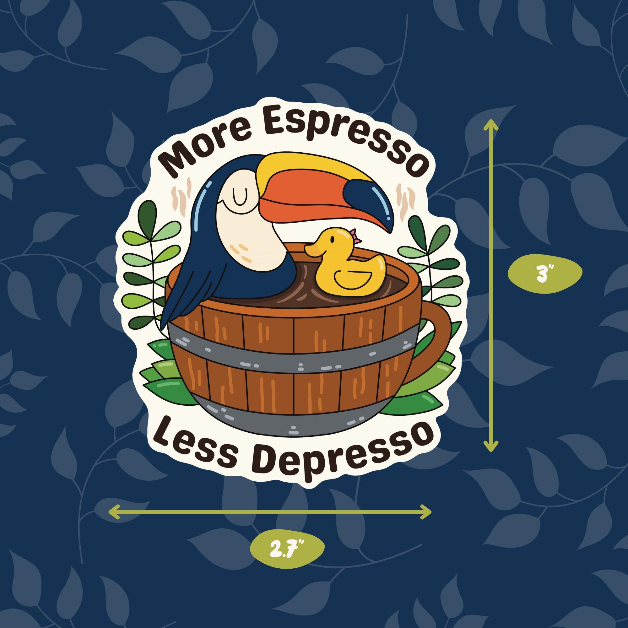 More Espresso Less Depresso Coffee Vinyl Sticker