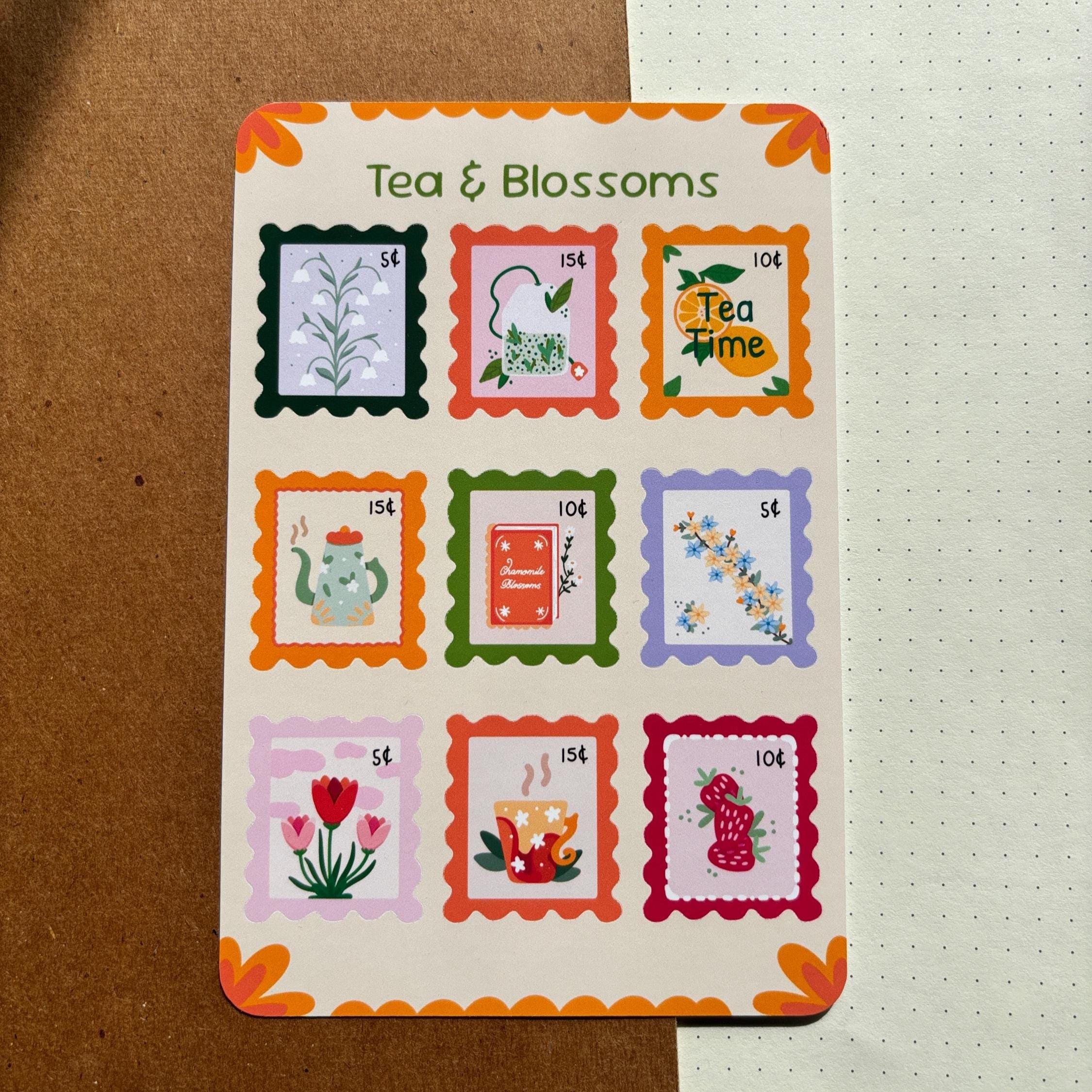 Tea & Blossoms Stamp Stickers