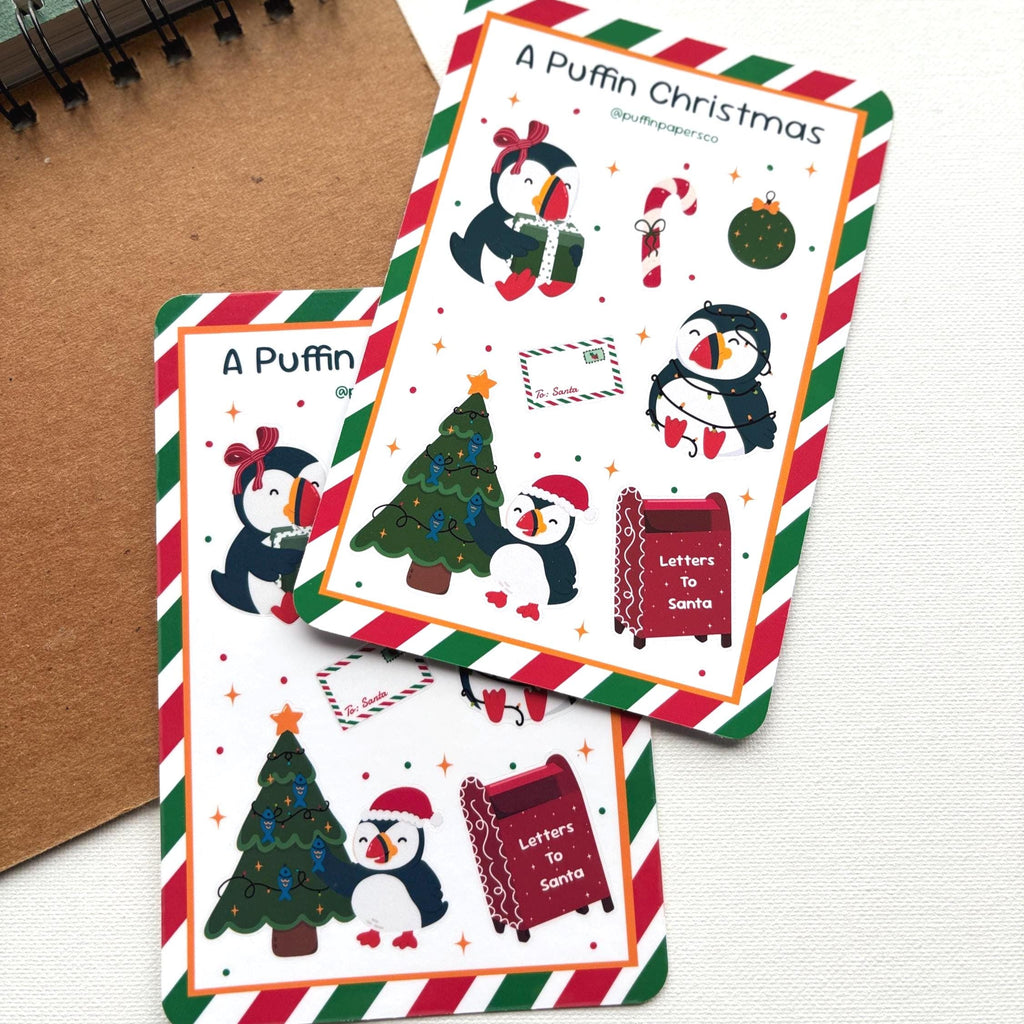 A Puffin Christmas Sticker Sheet