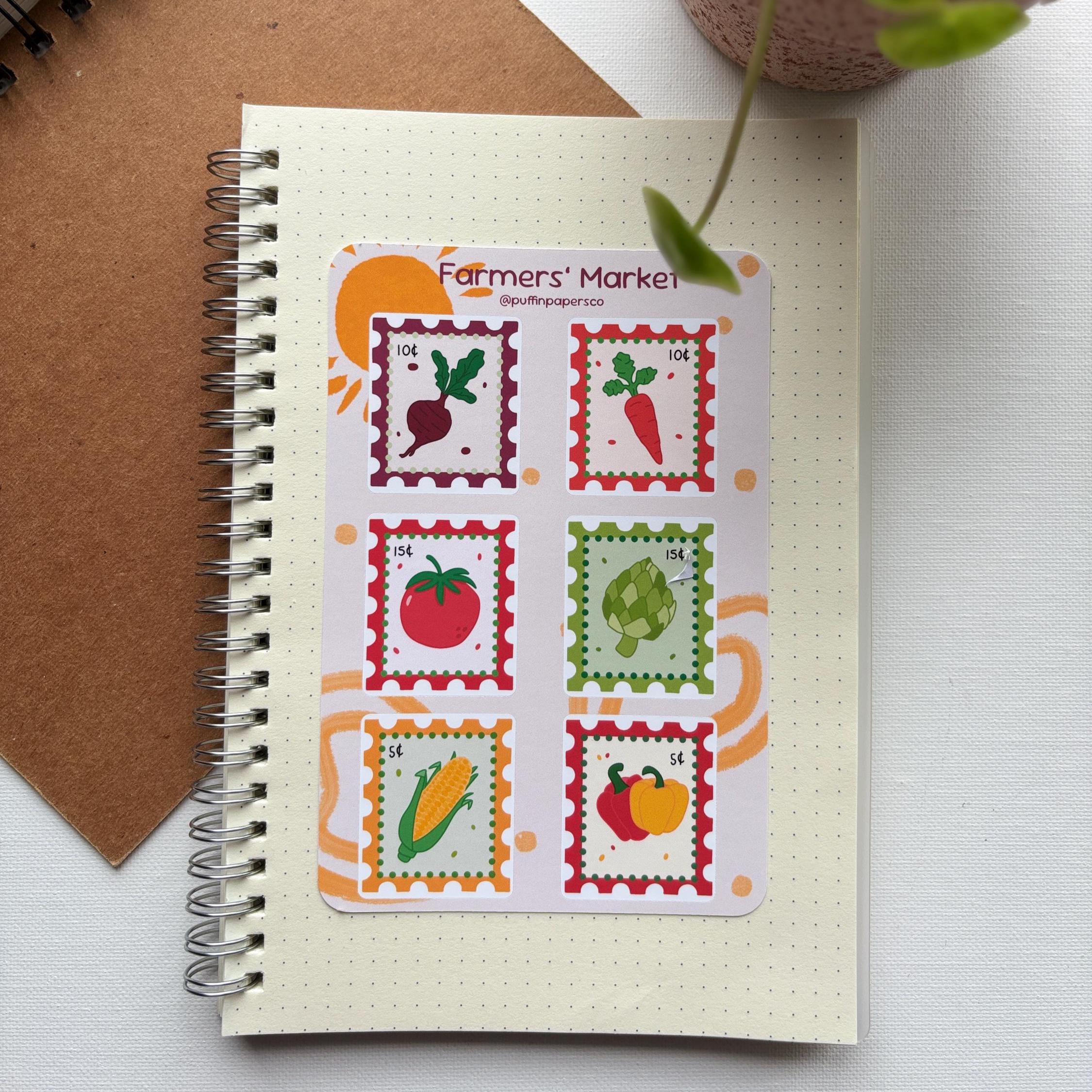 Farmers' Market Stamps Sticker Sheet